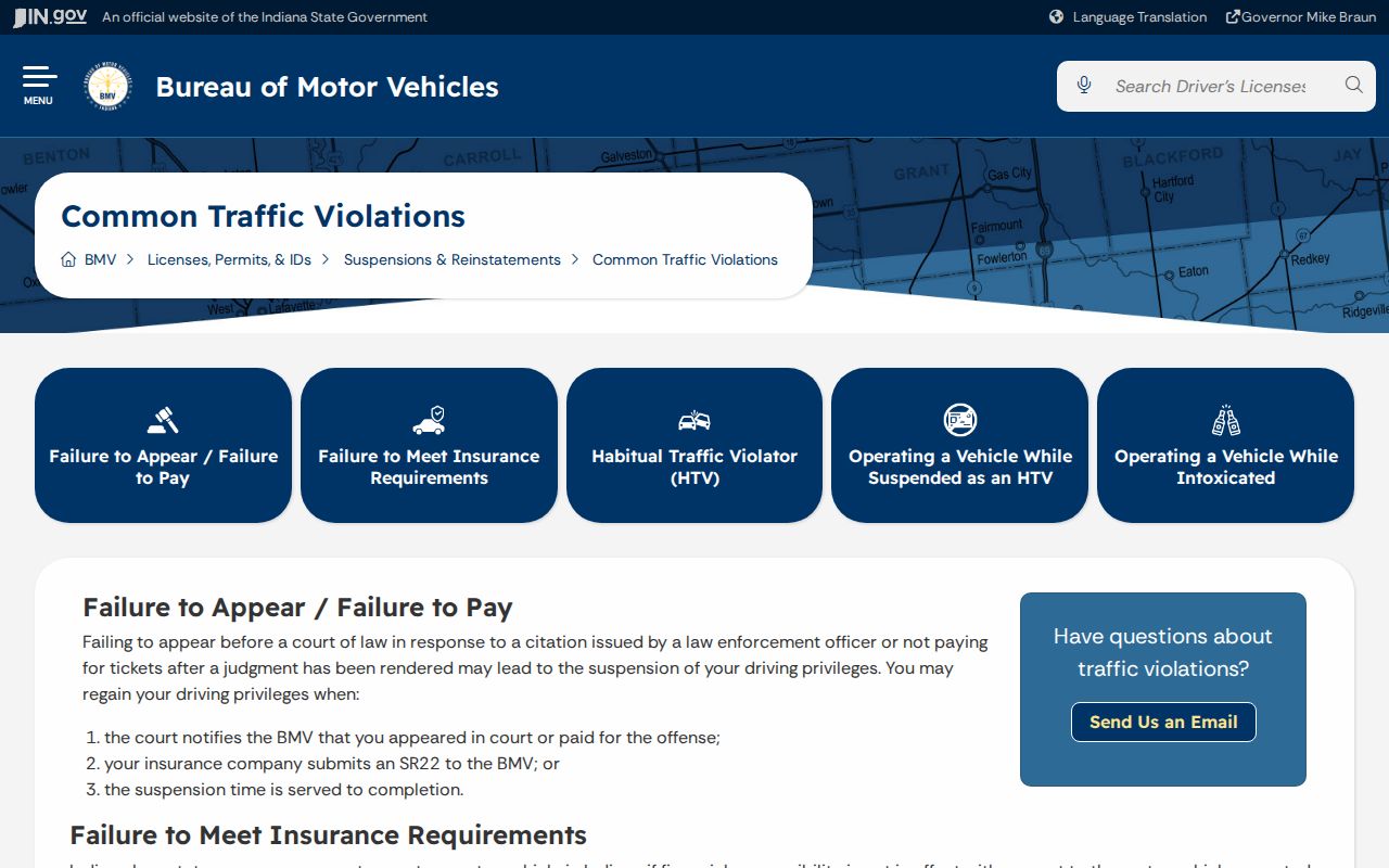 Indiana BMV guidance related to a Switzerland County traffic warrant case