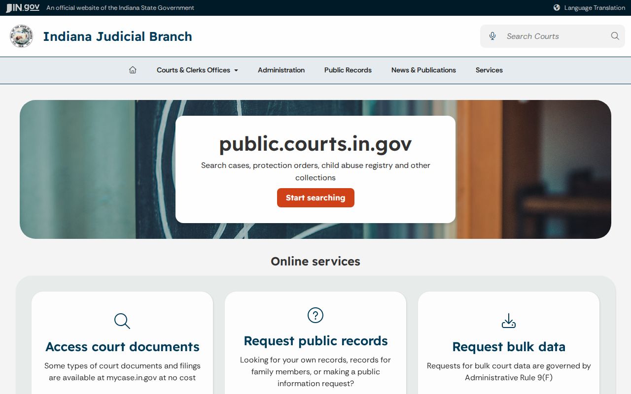 Switzerland County warrant records route on the Indiana public records page